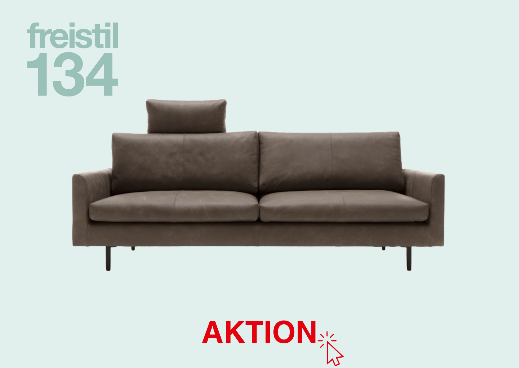 braune Couch freistil 134 mit Hinweis auf Aktion